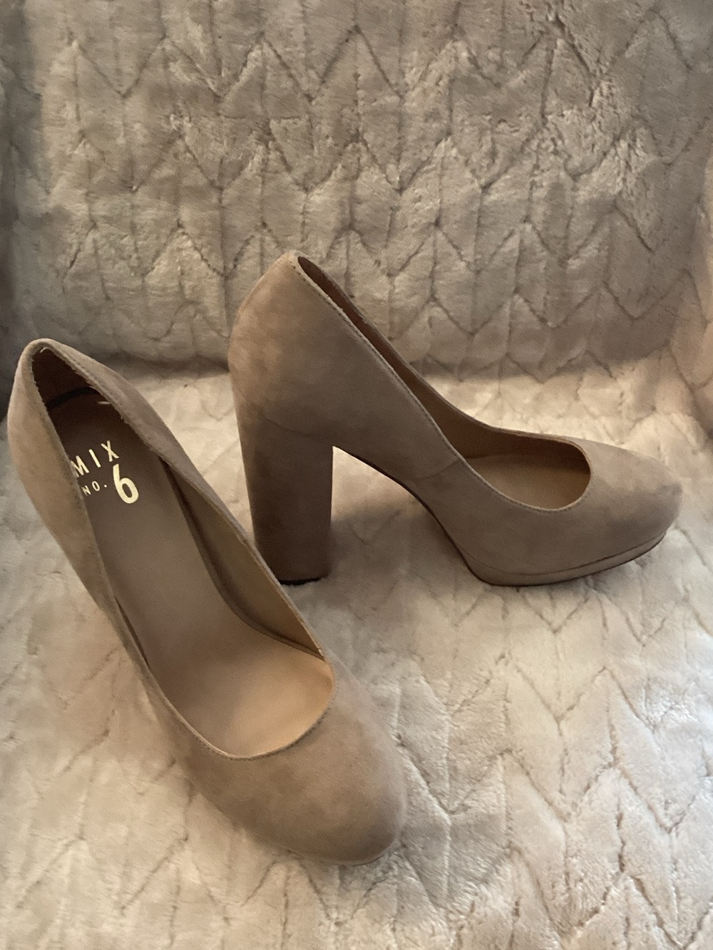 Mix No. 6 Taupe Suede Chunky Heel Pumps